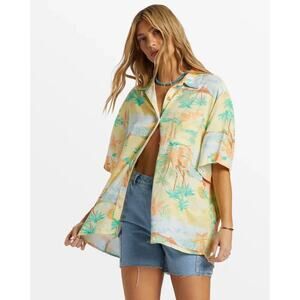 Billabong Women’s On Vacation Shirt Multicolor Sz M Oversized Holidays Colorful
